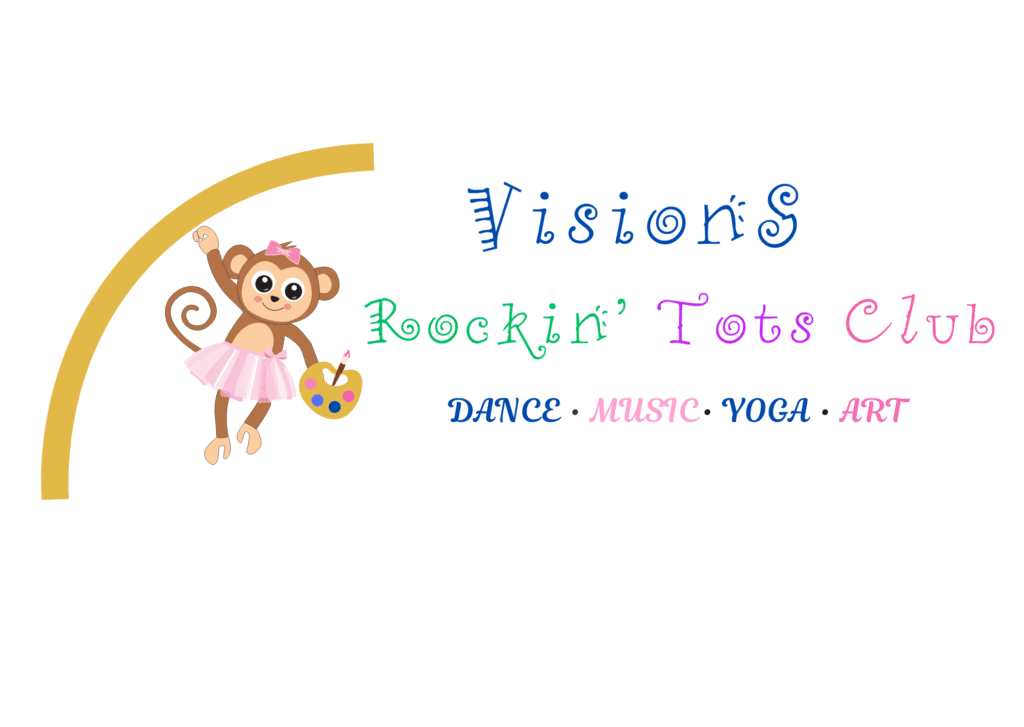 Vision's Rockin' Tots Club logo with monkey.